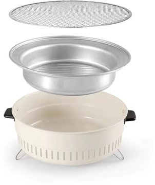 hxoity Tragbarer Kleiner Holzkohle-BBQ-Grill Kompakter Barbecue-Grill Für Den Tisch Mit Grillzubehör Abnehmbar Und Leicht Zu Reinigen Für Outdoor-Kochen Hinterhof Camping Picknicks Strand(C)