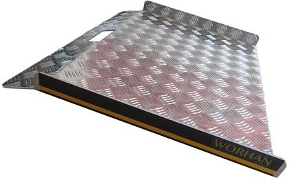 WORHAN Rampe de Seuil Trottoir Passage Franchissement Rigide pour Fauteuil Roulant Chargement Plateforme Hauteur Surface Antidérapante Aluminium Anodisé CR2