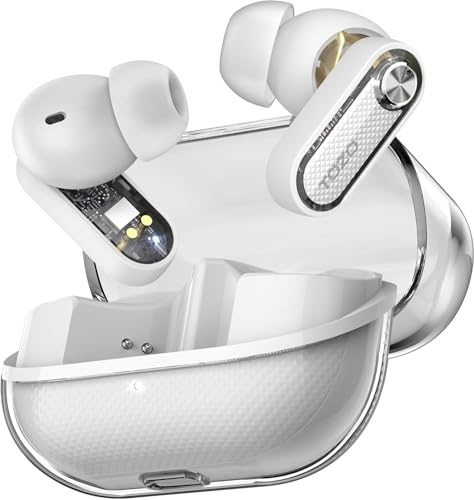 TOZO Crystal Pods Kabellose Bluetooth In-Ear Kopfhörer mit Hybrid ANC IPX5 | Transparentes Design, 38dB Hybrid ANC, 6 Mikrofone mit KI-ENC, 35 Std. Akku, 10-mm Treiber, 32 EQ Modi per App, BT5.4