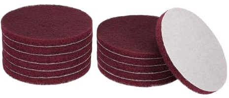 sourcing map 20pcs Scrubber Scouring Pads 500 Grits 5 Inch Drill Power Brush Hoop and Loop Surface Conditioning Disc Drill Scuffing Disc Scrub Pads for Home Kitchen Cleaning, Dark Red