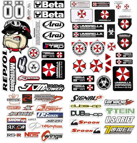 3 feuilles autocollant moto autocollant voiture tuning stickers casque moto autocollants de voiture pour motos, scooters, quads, véhicules tout-terrain, casques, vélos et plus encore (C)