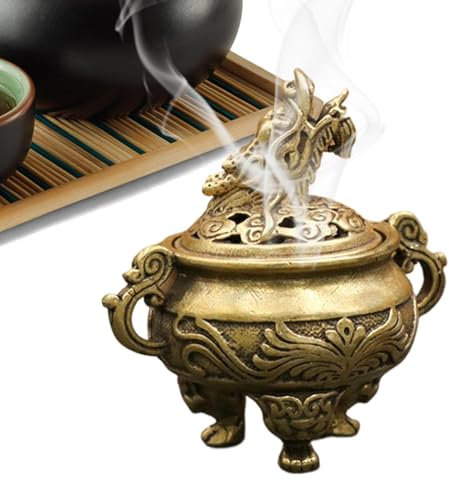Cuenco para Quemar Incienso, Cuenco para Quemar Incienso, Incensario de carbón de Cobre con Tapa, Cuenco Porta Incienso Vintage para dormitorios, Estudios de Yoga, Salas de meditación, Salas de Estar