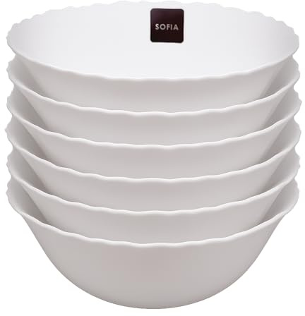 Best House | Opalware Bowl Set | 9.5/24 cm | 6 PCS | White | Salad Fruit Soup Bowl Set | Microwave, Oven, and Dishwasher Safe, Serving Dinner Bowl Dinnerware Set