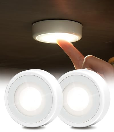 EZVALO LED Puck Lights, Rechargeable Touch Light, 2.95'' Mini Tap Lights, Wireless Closet Light, Under Cabinet Lighting, 3 Color Temps, Stick On Lights Kitchen,Closet,Pantry(2 Pack)