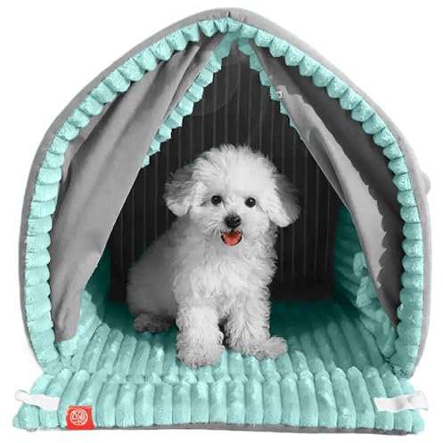 Indoor Hundehütte, Warmes Hundehaus, Geschlossenes Hundezelt, Vier Jahreszeiten Haustierbett, Weiches Haustier Ruhenest, Bequemes Kleines Hundebett, Haustier Ruhenest mit Tür für Hunde und Katzen