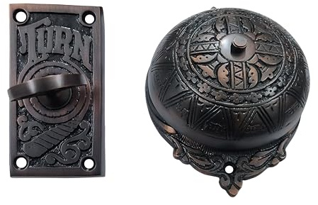 Adonai Hardware Gazzam Brass Manual Old Fashion Door Bell or Twist Door Bell or Hand-Turn Door Bell (Oil Rubbed Bronze)