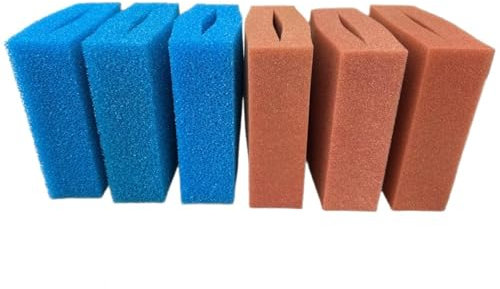 BioTec 5/10/30 Ersatzschwamm Sets passend für Oase Biotec Teichfilter/rote und Blaue Filterschwämme geschlitzt/Abmessung 25 x 25 x 8 cm/deutsche Qualität (Set Biotec 10/3 x blau -3 x rot)