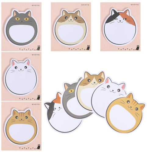 6 Pack Niedliche Haftnotizen,Katzen Lustige Notizen,Selbstklebende Notizblock Kinder,Cartoon Notizzettel für BüRo,Kinder,Studenten,Etikettengeschenke