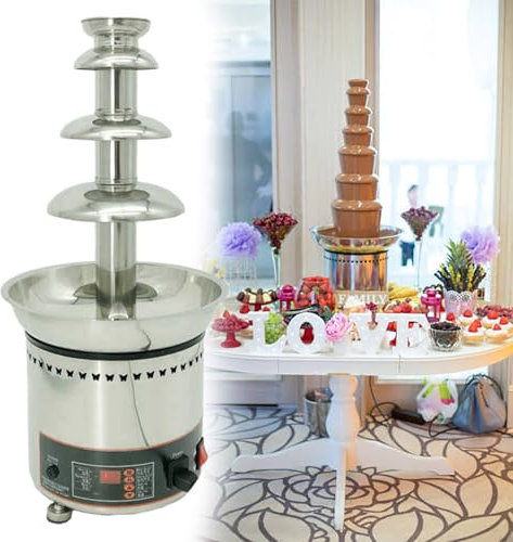 GESAIDES Fuente de Chocolate, Máquina Eléctrica de Acero Inoxidable Práctica y Duradera, Elegante para Restaurantes, Fiestas en Casa.,4tiers
