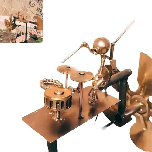 Homaskylynn Moulin à Vent en métal Fait Main, décoration de Jardin, Moulin à Vent Rockin, Statues de percussionniste en métal for Jardin, pelouse, Patio(1pcs)