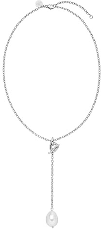 Purelei Y-Kette mit Perlen-Anhänger – Abnehmbarer Anhänger mit Knebelverschluss – 18K vergoldet Edelstahl – Verstellbar 40–45 cm – Eleganter Aloha-Style mit Seashell Perle (Silver)