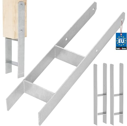KOTARBAU® H Pfostenträger zum Einbetonieren 120x600 mm, H Anker, 2er Set | Bodenanker, Pfostenanker für Zaunpfosten & Holzbalken, Balkenschuh aus galvanisch verzinktem Stahl, Silber