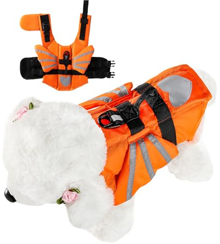 Bañador reflectante para perros, chaleco salvavidas ajustable flotante, chaleco salvavidas para cachorros, para entrenamiento de seguridad para mascotas al aire libre