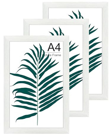 WENGTIAO Juego de 3 Marco de Fotos A4 Blanco | Marcos para Diplomas Certificados Fotos Pósters Documentos, Portafotos para Colgar en la Pared o Decoración de Mesa