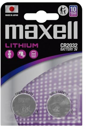 2 Piles Bouton CR2032 MAXELL Lithium diamètre 20mm