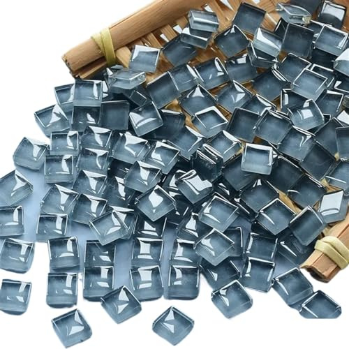300 g/10,58 oz (ca. 300 Stück) 1 cm große quadratische Glasmosaikfliesen, DIY-Mosaik-Bastelmaterialien for Kinder, handgefertigte Mosaiksteine für Kunst und Handwerk(Deep Grey)