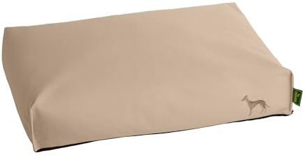 HUNTER Orthopädisches/Ergonomisches Hundekissen LIVO, Farbe: beige, für Hunde mit Gelenk- und Rückenproblemen, mit Memoryschaum-Flocken, Rutschhemmende Unterseite, Made in Europe, Größe: M