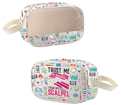 MEIKIUP Surgeon Clear Makeup Bag Medical Student Gift Surgical Gift Trust Me I'm Sharper Than My Scalpel, Scalpel CMB