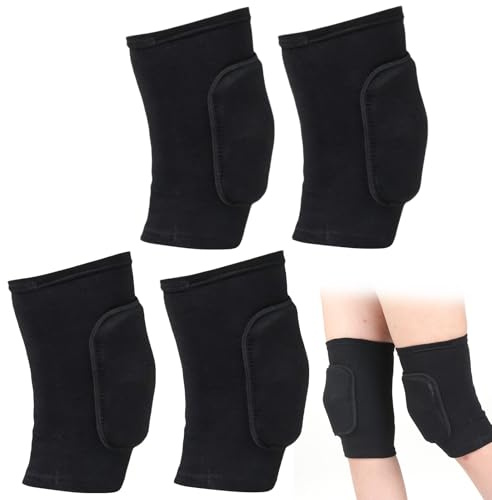 Vrexziy Knee Pads, 2Pair Volleyball Knee Pads, Thick Sponge Support Knees Protector for Dance Volleyball Football Yoga Tennis Cycling Jogging
