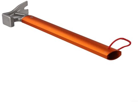 Eawfgtuw Marteau de tente CamFor avec tête en acier inoxydable et poignée en alliage d'aluminium, outil de camping léger pour conduire et enlever les piquets de tente, compatible avec (orange)