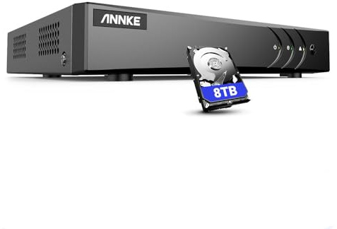 ANNKE 16 Kanal 3K Lite 5-in-1 H.265 Pro + DVR Recorder mit 8TB Festplatte für CCTV TVI/AHD/CVI/CVBS/IPC Überwachungskamera Person- und Fahrzeugerkennung, Bewegungserkennung,E-Mail-Benachrichtigung