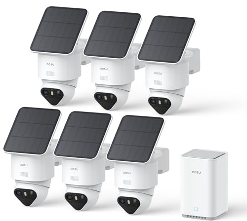 aosu T2 Ultra 4K Camera Surveillance WiFi Exterieure sans Fil Solaire 360° | 6 Cam avec aosuBase 2.0, 1To Extensible, 8MP UHD Vision Nocturne TrueColor, AI 3 Détection, Suivi Automatique, 2,4/5 GHz