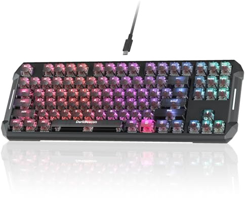 DarkBeacon Teclado Gaming Mecánico Blade 87 Interruptores Rojos Experiencia Sin Clic Sin Teclado Numérico Tapas de Teclas PBT Doble Inyección Compatible con Software de Juegos