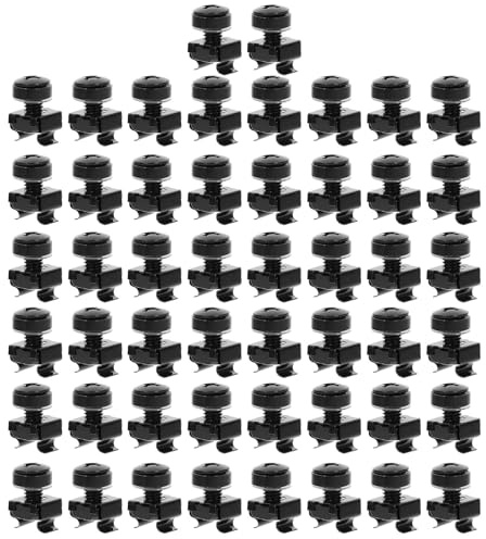 DECOMELODY 50 Juegos de Tuercas Enjauladas y Tornillos de Jaula M6, Acero Recubrimiento Negro Zincado, Herramienta para Montaje en Rack Industrial, Instalación Sencilla y Resistente