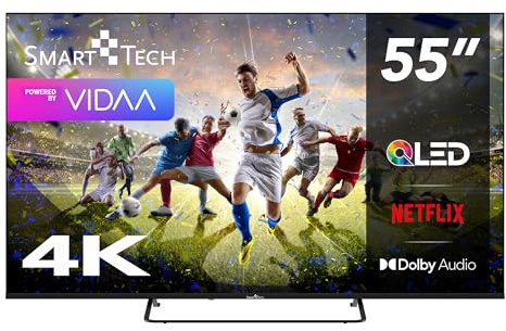 Smart Tech 55QV02K QLED Fernseher 55 Zoll VIDAA Smart TV 4K UHD Auflösung