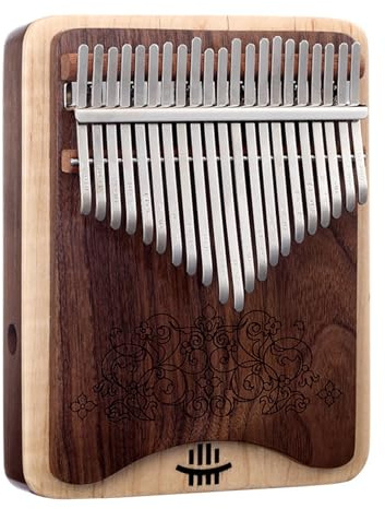 Kalimba Finger Piano - Double Layer Combination, Sabili Wood & Birch Wood, Bilateral Frog Sound Hole, Carved Patterns, Portable Instrument for Kids and Adults