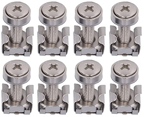 Keenso Kit de Tuercas Enjauladas Hardware de Montaje en Bastidor de Hierro Chapado M5x20 50 Juegos Juego de Tornillos de Tuerca Enjaulada con Orificio Cuadrado para Gabinete en Rack de Servidores