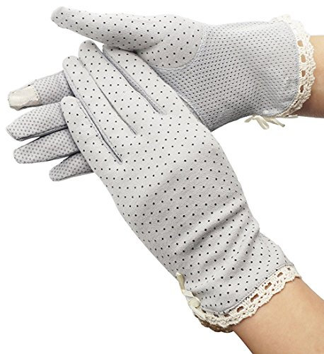 Summer Women Outdoor Cotton Uv Protection Sun Driving Gloves Mittens, Gray, One Size