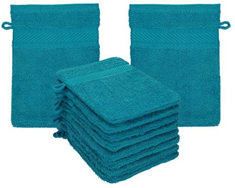 Betz Waschhandschuhe Palermo 10 Stück 16x21 cm – 100% Baumwolle 360g/m² – Weiche Frottee Waschlappen – Pflegeleicht & saugstark – Farbe Petrol