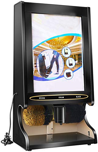 NNHDWS Cireuse De Chaussure Automatique À Induction, Entièrement Automatique avec Capteur Replaceable Affiches Publicitaires Cireuse De Chaussure Électrique Public Chaussures Brosse,Black Color