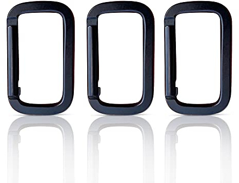 Holesto® Set di 3 moschettoni quadrati - Mini moschettoni - Portachiavi - Moschettone a vite - Moschettone nero piccolo - Moschettone Alluminio (Nero 5 x 3 cm)