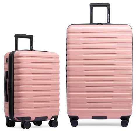 U.S. Traveler Boren Expandable Hardside Rugged Travel Luggage with 8 Spinner Wheels, Rose Pink, 2-Piece Set