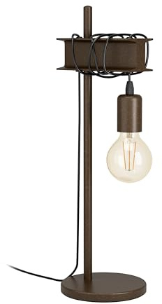 EGLO Tischlampe Townshend 4, 1 flammige Tischleuchte vintage, industrial | Nachttischlampe aus Metall, Wohnzimmerlampe in Antik-Braun, Lampe mit Schalter, E27 Fassung