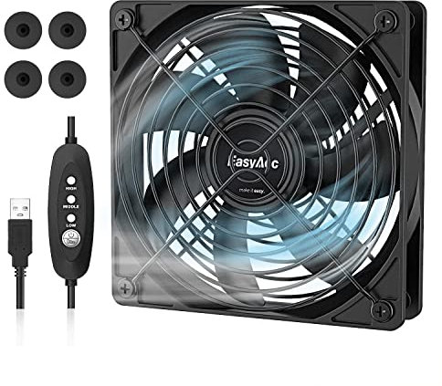 EasyAcc USB Fan Electronic Cooling Fans Quietly Cool 125mm DC 5V Computer Fan with 3 Adjustable Speeds Computer Heatsinks PC Fan Compatible with Computer / PS4 / TV Box/AV Cabinet/Router MULTI-WAY