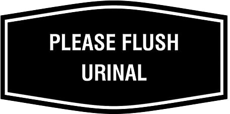 Fancy Please Flush Urinal Sign (Black) - Small