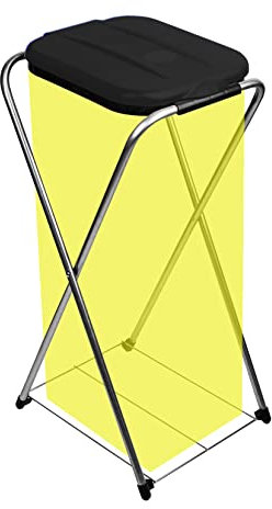 BigDean Müllsackständer EasyFix SCHWARZ 120L - Müllbeutelhalter mit Gitterboden - Müllsackhalter Metall Mülltütenhalter Gelber Sack Ständer