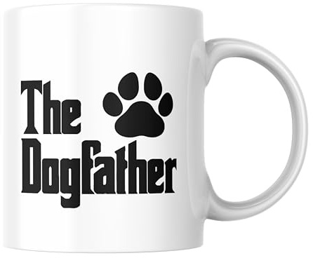 Wanky Candles Funny Dog Dad Mug – The Dogfather CMUG174 | Paw Print Design, Humorous Mug For Him