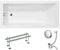 VBChome Bañera acrílica 130 x 70 cm, color blanco, rectangular, sifón, patas de bañera, diseño moderno, desagüe en cromo