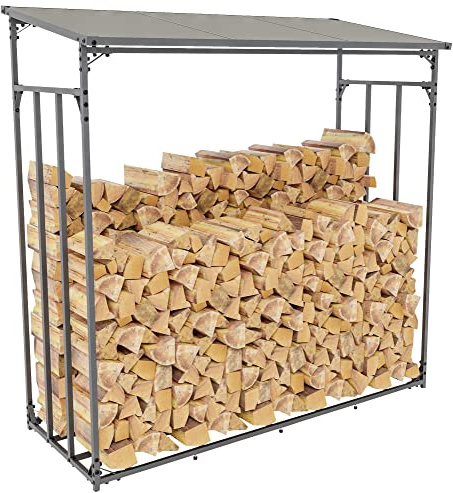 CLP Kaminholzunterstand Ruston Aluminium I Kaminholzregal Anthrazit I Holzlager Aus Aluminium I Feuerholzregal Für Außen, Größe:XL