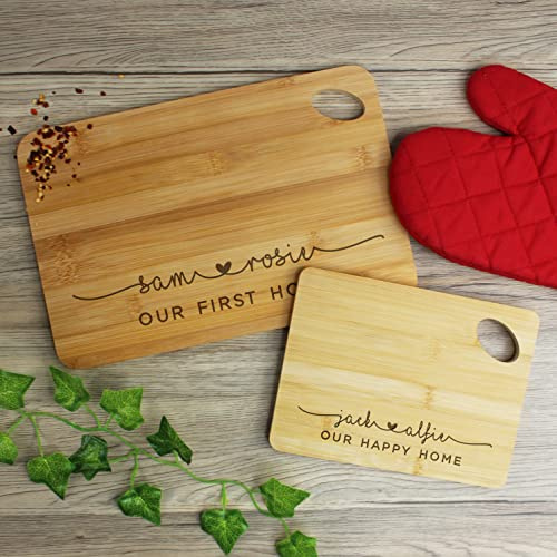 eBuyGB Set of 2 Personalised Chopping/Cheese Board, Wooden Cutting Board, 5th Wedding Anniversary, Engagement, Valentine's Gift for Couples