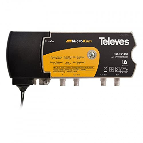 Amplificador MICROKOM canal de retorno + terrestre T4 5-65Mhz G20/25dBTELEVES 534212