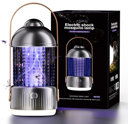 Lampe Anti Moustique Interieur 2000V, Anti Moustique Exterieur Puissant, Tue Mouche Electrique, Piege a Moustique Rechargeable, Anti Mouche Efficace pour Maison Jardin Attrape Mouches UV Lumière 100m²