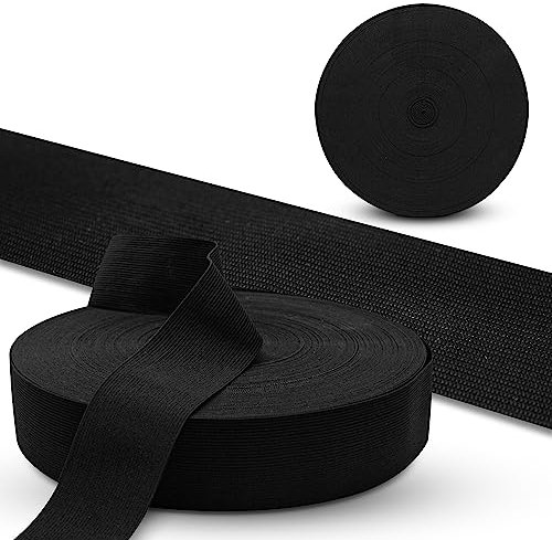 DOJA Barcelona | Elastisches Nahband | 50m | 50mm | Schwarz | Gummibander zum Nähen | Dehnbares Nahband aus Polyester und Gummi | Nahen Elastische Bänder | Für Polster, Sofa, Kleidung...