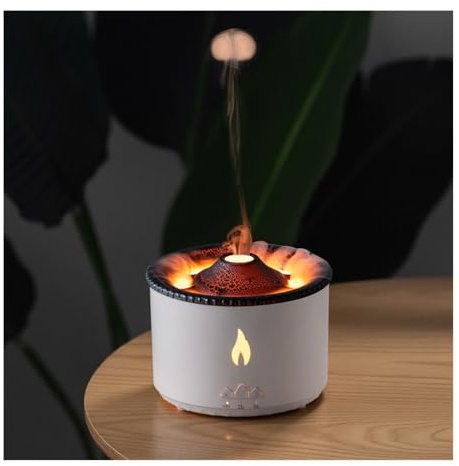 YUEMOL volcano humidifier 360ml Volcano Air Diffuser Flame Lamp Air Cloud Humidifier， Remote Control Essential Oil Aroma Smoke Ring Night Light