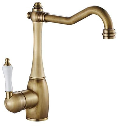Antique Brass Kitchen Sink Tap Swivel Hot and Cold Single Kitchen Tap-Antique