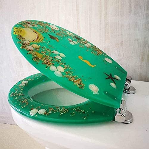 WC-Sitze WC-Abdeckungen WC-Deckel Stay Tight WC-Deckel Ocean Series Art Resin WC-Sitz (Grün TopLock)